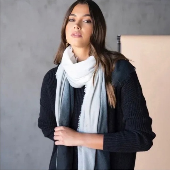 NWT Carly Cushnie x Rachel Zoe Ombré Scarf Black Grey & White - Picture 1 of 7
